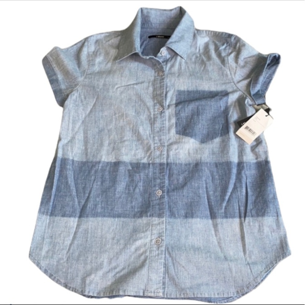 J Brand Shirt Top Blouse Chambray Denim‎ Button Down